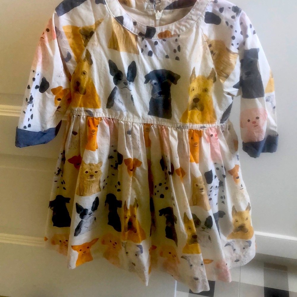 💛🧡🤎Dog lover print 100% cotton blend dress